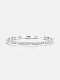 Jonc Élégante rigide femme argent pavé zirconium, vue de face – Soreli Paris
