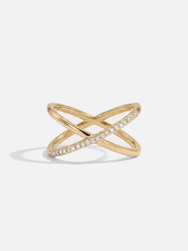 Bague Décisive croisée femme, zirconium, argent 925 plaqué or 18 carats, coloris doré – Soreli Paris