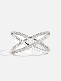 Bague Décisive croisée zirconium, coloris argenté – Soreli Paris