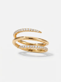 Bague Enveloppante spirale femme, zirconium, argent 925 plaqué or 18 carats, coloris doré – Soreli Paris
