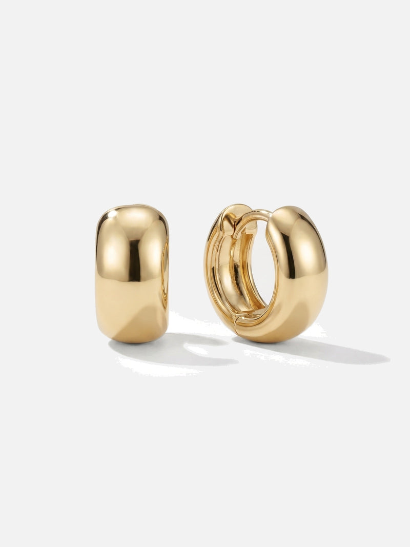 Grandes boucles d'oreilles créoles bombées Boucle Imposante femme, argent 925 plaqué or 18 carats, coloris doré – Soreli Paris