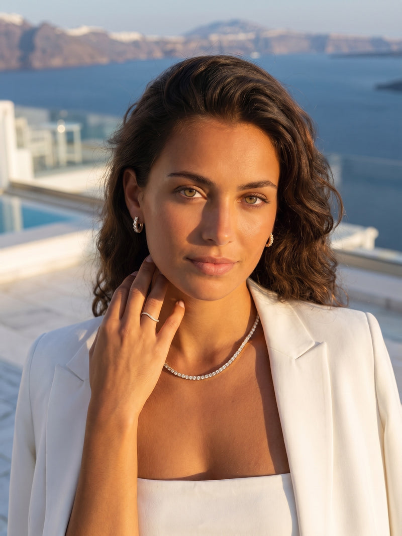 Collier Absolue tennis zirconium porté, argent 925 plaqué or 18 carats – Soreli Paris