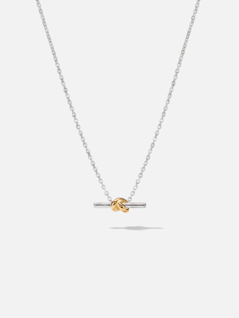 Collier Alchimie femme bicolore or et argent, pendentif barre et nœud, argent 925 plaqué or 18 carats – Soreli Paris