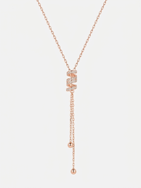 Collier Envoûtante – collier en Y plaqué or rose, pendentif spirale pavé de zirconiums