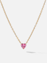 Collier Sensuelle femme, pendentif cœur saphir rose, argent 925 plaqué or 18 carats, vue de face – Soreli Paris