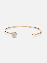 Jonc Captivante ouvert double cœur pavé de zirconium femme, argent 925 plaqué or 18 carats – Soreli Paris